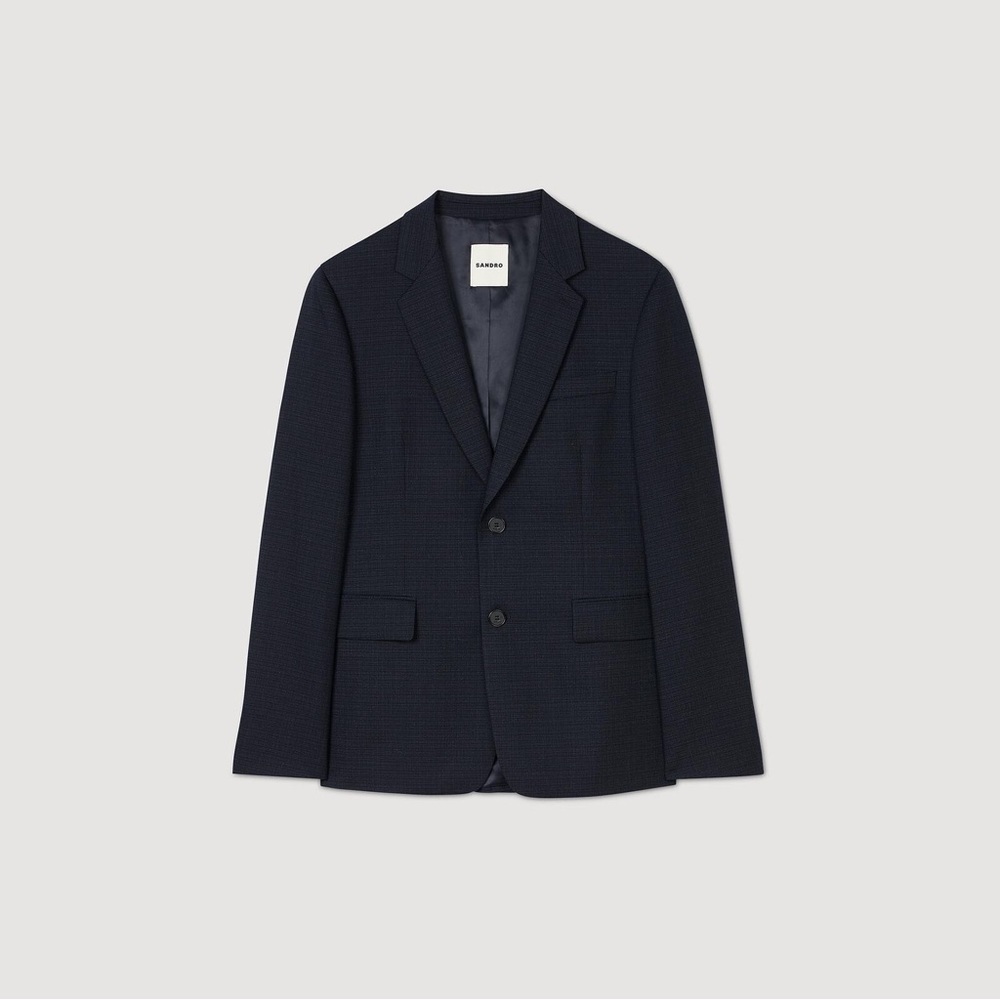 ✅SANDRO 48/M 100% wool blue blazer single breasted
